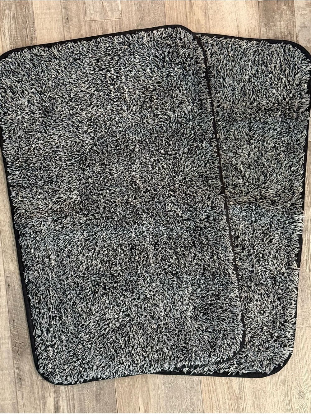2 Plush Shag Area Rugs - Black & White